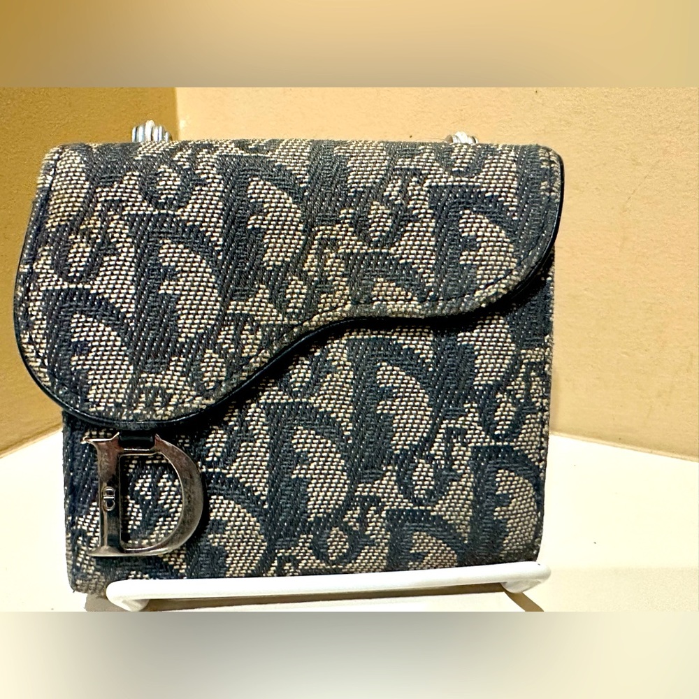 Christian Dior Navy Trotter Saddle Bifold Wallet